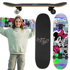Disney DISNEY Minnie Mouse HOLO Leseni mladinski skateboard, 79 cm, protizdrsna plošča, velik, do 100 kg