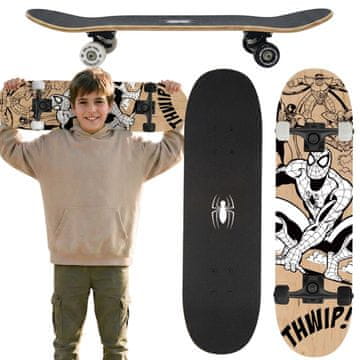 MARVEL COMICS MARVEL Spider-Man Leseni skateboard za mlade, velik 79 cm, protizdrsna deska za do 100 kg