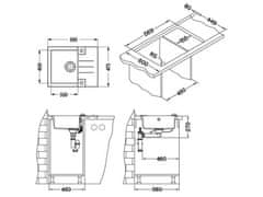 Alveus Granital pomivalno korito ROCK 30 z odcejano površino, 595x475, črna