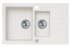 Alveus Granital pomivalno korito ROCK 70, dvojno, z odcejalno površino, 780x480, bela