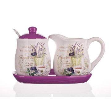 Banquet Vrč za mleko + posoda za sladkor LAVENDER keramika