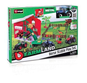 BBurago - PODEŽELJA, Set hlev s konji in traktorjem, izbor
