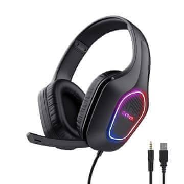 TRUST GXT 416 ZIROX LED žične slušalke BK