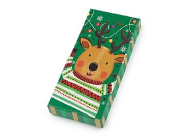 Božična darilna škatla z oznako z imenom, idealna za bankovce - zeleni severni jelen