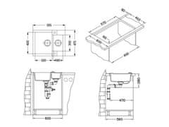 Alveus Granital pomivalno korito ROCK 80, dvojno, 595x475, črna