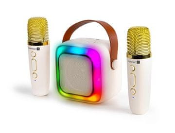 CONNECT IT 2Mic brezžični mini zvočnik za karaoke + 2 x mikrofon, BT, USB, USB-C/Micro SD, 3,5 mm jack, 5 W, BEACH