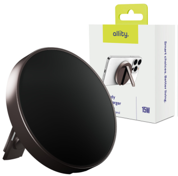 Allity AWC-210-15WMS brezžični polnilec / stojalo 2v1, 15W, MagSafe, USB-C, siv (graphite)