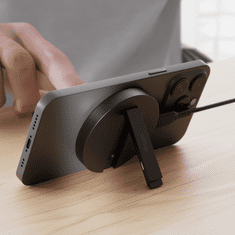 Allity AWC-210-15WMS brezžični polnilec / stojalo 2v1, 15W, MagSafe, USB-C, siv (graphite)