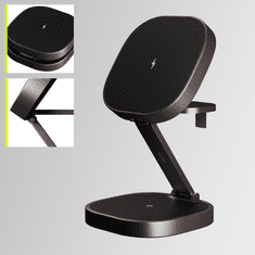 Allity AWC-220-25WMS brezžična polnilna postaja 3v1, 25W, MagSafe, USB-C, siva (Graphite)