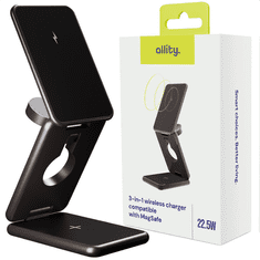 Allity AWC-230-22.5WMS brezžična polnilna postaja 3v1, 22.5W, MagSafe, USB-C, siva (Graphite)