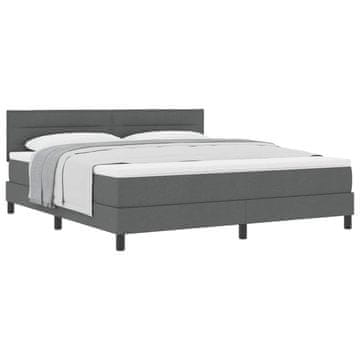 Vidaxl Postelja z vzmetnico z vzglavjem Temno siva 180 x 200 cm blago