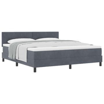 Vidaxl Postelja z vzmetnico z vzglavjem Temno siva 180 x 200 cm Žamet