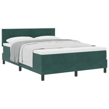 Vidaxl Postelja z vzmetnico Temno zelena 140 x 190 cm Žamet
