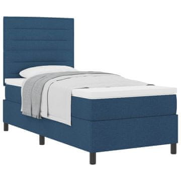 Vidaxl Postelja z vzmetnico z vzmetnico Modra 90 x 200 cm blago