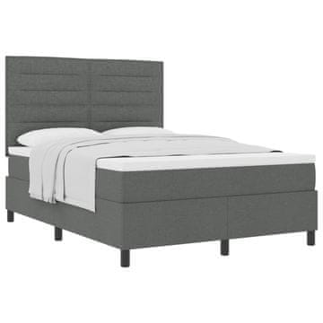 Vidaxl Postelja z vzmetnico z vzmetnico Temno siva 140 x 190 cm blago