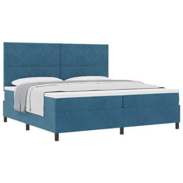 Vidaxl Postelja z vzmetnico z vzglavjem Temno modra 200 x 200 cm Žamet