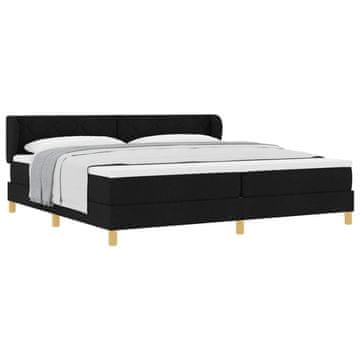 Vidaxl Postelja z vzmetnico z vzglavjem Črna 200 x 200 cm blago