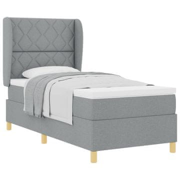 Vidaxl Postelja z vzmetnico z vzglavjem Svetlo siva 200 x 100 cm blago