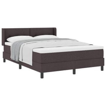Vidaxl Postelja z vzmetnico z vzglavjem Temno rjava 200 x 140 cm blago