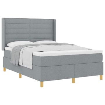 Vidaxl Postelja z vzmetnico z vzmetnico Svetlo siva 140 x 190 cm blago