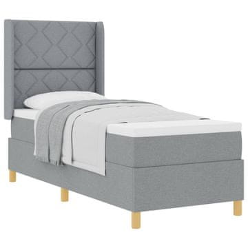 Vidaxl Postelja z vzmetnico z vzglavjem Svetlo siva 80 x 200 cm blago