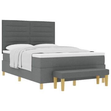 Vidaxl Postelja z vzmetnico z vzglavjem Temno siva 190 x 140 cm blago