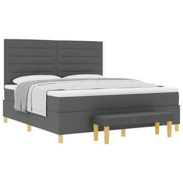 Vidaxl Postelja z vzmetnico z vzglavjem Temno siva 200 x 180 cm blago