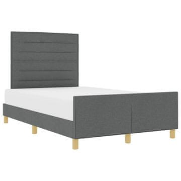 Vidaxl Konstrukcija postelje z vzglavjem Temno siva 140 x 200 cm blago
