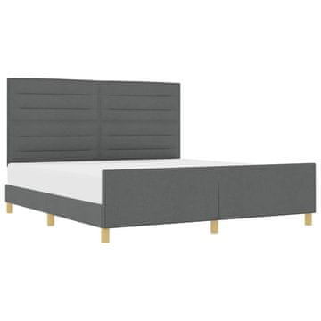 Vidaxl Konstrukcija postelje z vzglavjem Temno siva 180 x 200 cm blago