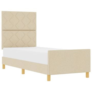 Vidaxl Konstrukcija postelje z vzglavjem krema 80 x 200 cm blago