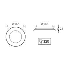 Ideus LED panel 12W vgradni 3CCT 1100lm IP54 WAFEL bel