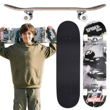MARVEL COMICS MARVEL Spider-Man Veliki leseni skateboard za mlade, 79 cm, protizdrsna plošča, stabilen do 80 kg