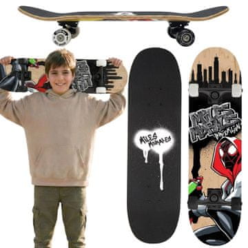 MARVEL COMICS Spider-Man Miles Morales Didelis medinis riedlentė jaunimui, 79 cm, neslystantis denis, atlaiko iki 100 kg svorį