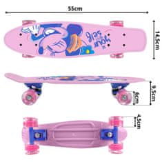 Disney DISNEY MINNIE Otroški fish skateboard, 55 cm, protizdrsna plošča, lahek, stabilen, za težo od 20 do 50 kg