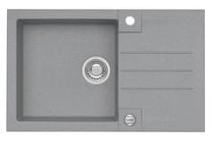 Alveus Granital pomivalno korito ROCK 130 z odcejano površino, 780x480, siva