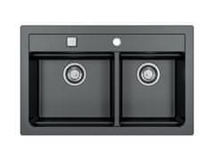 Alveus Granital pomivalno korito ATROX 50, dvojno, 790x500, črna