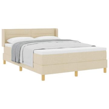 Vidaxl Postelja z vzmetnico z vzmetnico krema 200 x 160 cm blago
