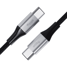 Allity AUC-01 kabel USB-C na USB-C, 100W, 1m, najlon + velcro, črn