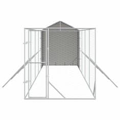 Vidaxl Zunanja pasja ograda s streho srebrna 2x10x2,5m pocinkano jeklo