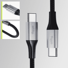 Allity AUC-01 kabel USB-C na USB-C, 100W, 2m, najlon, črn