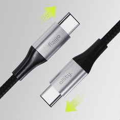 Allity AUC-01 kabel USB-C na USB-C, 100W, 2m, najlon, črn