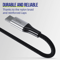 Allity AUC-01 kabel USB-C na USB-C, 100W, 2m, najlon, črn