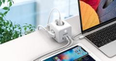 Tessan 301C namizni razdelilec, 3x vtičnica, 2x USB-A, 1x USB-C (TS-301-C)
