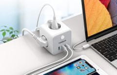 Tessan 301C namizni razdelilec, 3x vtičnica, 2x USB-A, 1x USB-C (TS-301-C)