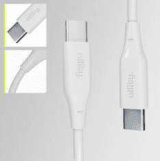 Allity ALLITY AUC-02 podatkovni kabel USB-C na USB-C, 60W, 1m, silikon, bela