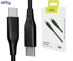 Allity AUC-02 kabel, USB-C na USB-C, 100W, 200 cm, silikon, črn