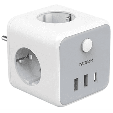 Tessan 301DE-C vtični razdelilec, 3x vtičnica, 2x USB-A, 1x USB-C (TS-301-DE-C)