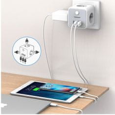 Tessan 301DE-C vtični razdelilec, 3x vtičnica, 2x USB-A, 1x USB-C (TS-301-DE-C)