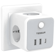 Tessan 301DE-C vtični razdelilec, 3x vtičnica, 2x USB-A, 1x USB-C (TS-301-DE-C)