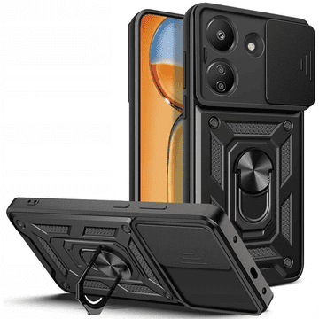 Onasi Silikonski ovitek Armor Ring z zaščito kamere za Xiaomi Redmi 15C - črn